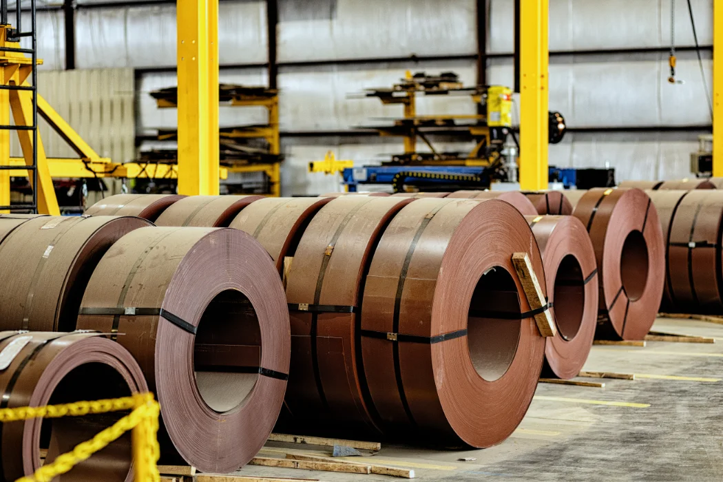 Steel coils at Ostro Steel Structures manufacturing plant Louisville Georgia